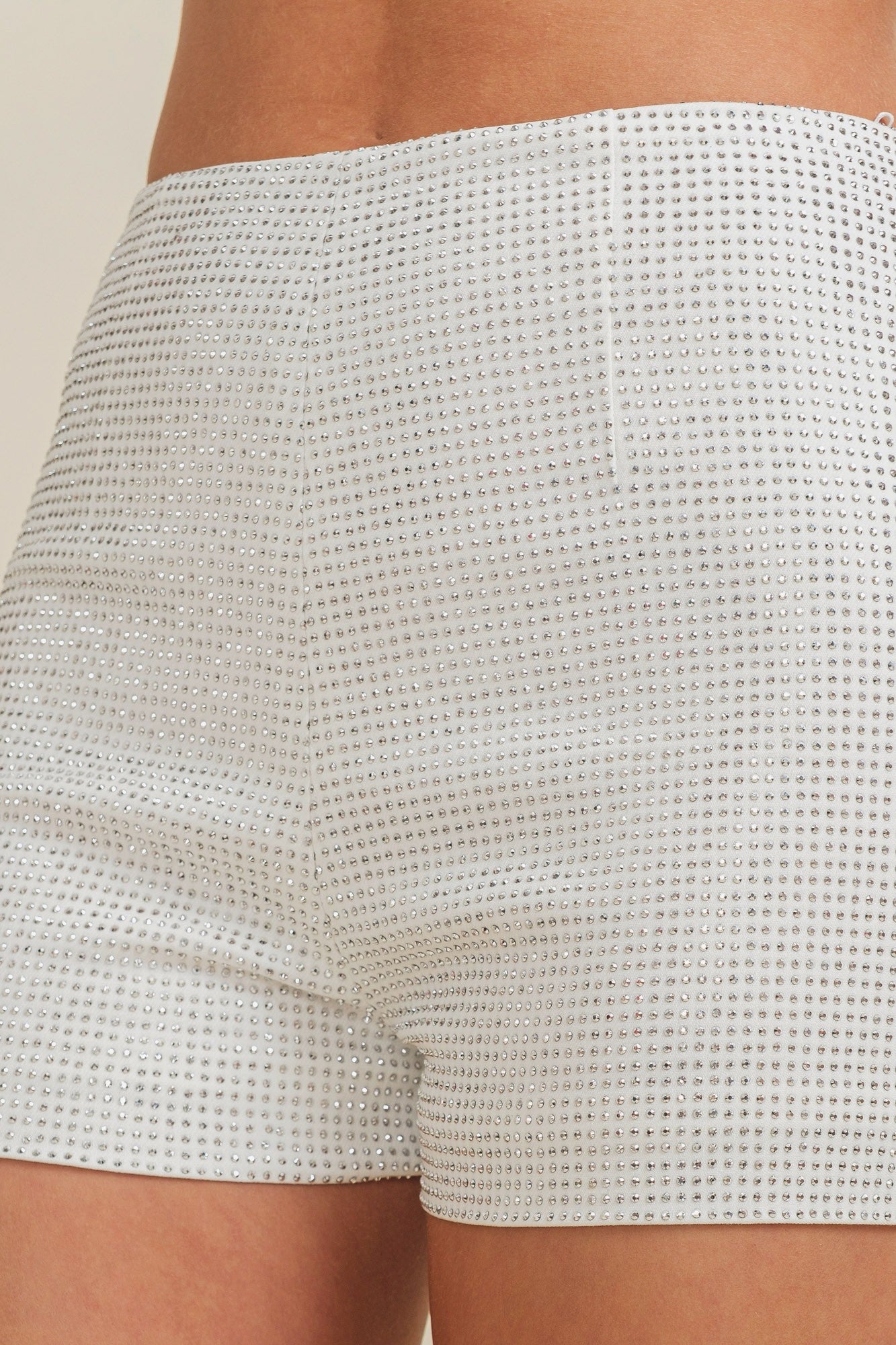 White Studded Shorts