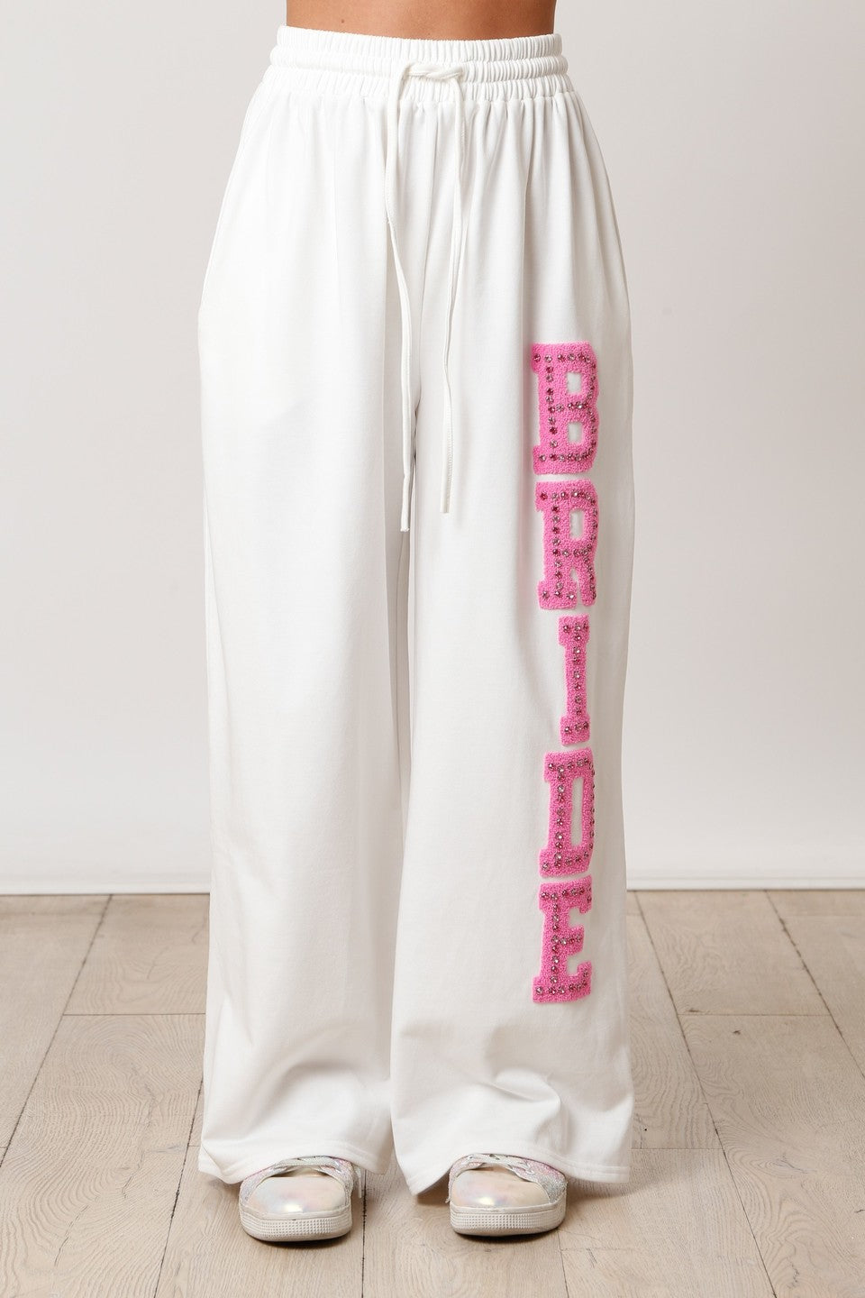 Bride Jeweled White Sweatpants