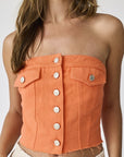 Orange Denim Button Up Corset Top