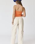Orange Denim Button Up Corset Top