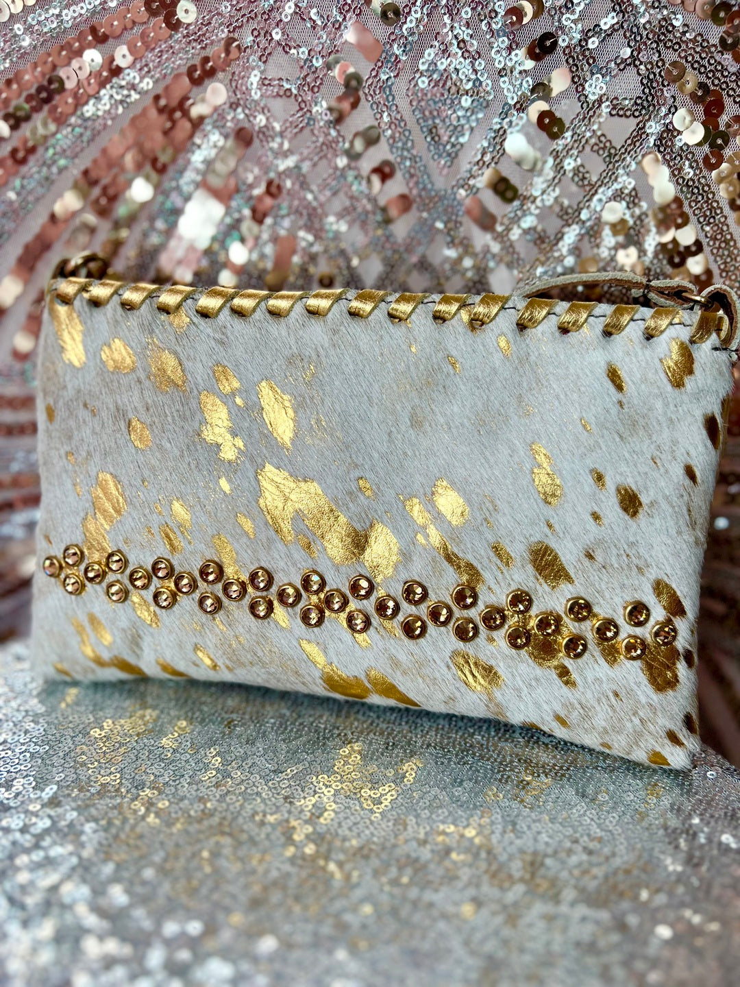 Small Metallic Cowhide Leather Purse