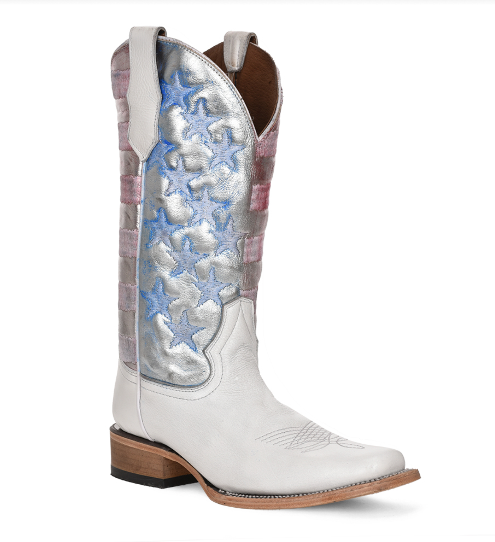 White Star & Stripes Sq. Toe Boots