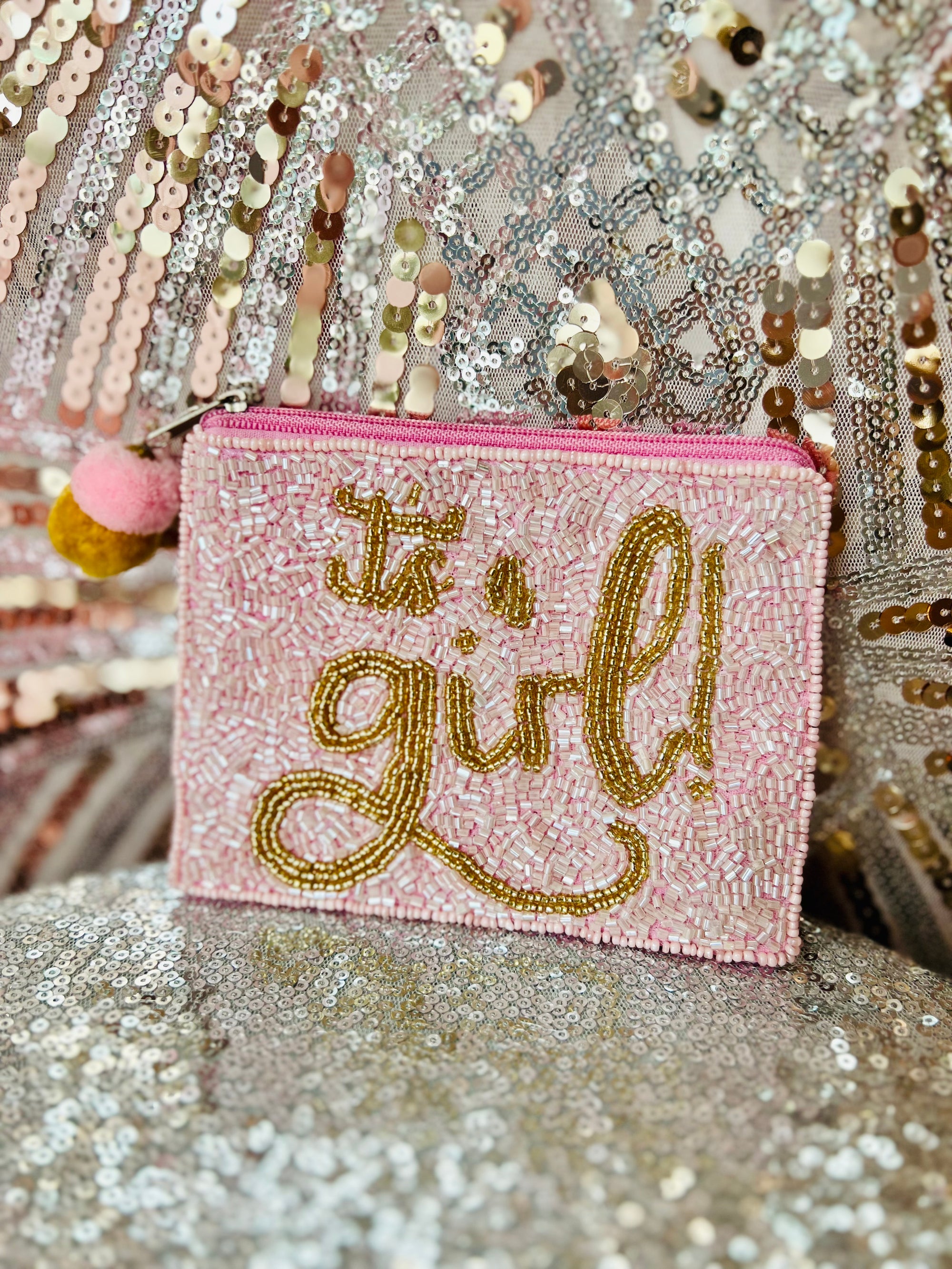It's a Girl Beaded Coin Purse