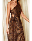 Cheetah Asymmetrical Pleated Maxi Dress