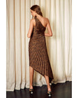 Cheetah Asymmetrical Pleated Maxi Dress