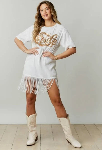 Bride Sequin Fringe Dress