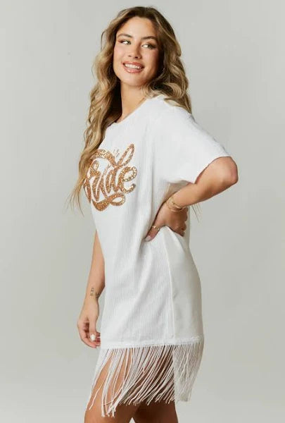 Bride Sequin Fringe Dress
