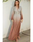 Shimmer Ruched Ombre Maxi Dress
