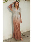 Shimmer Ruched Ombre Maxi Dress