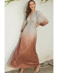 Shimmer Ruched Ombre Maxi Dress