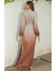 Shimmer Ruched Ombre Maxi Dress