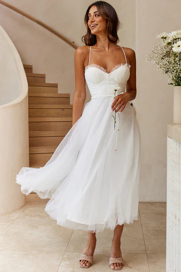 White Tulle Middie Dress