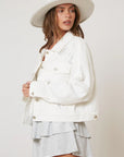 Rhinestone Bride White Denim Jacket