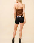 Brown Boot Stitch Lace Corset Top