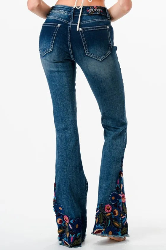 Floral Embroidered Grace Jeans