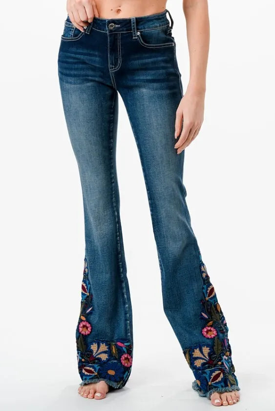 Floral Embroidered Grace Jeans