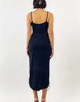 Black Fringe Long Slit Dress