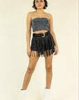 Black Studded Fringe Shorts