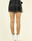 Black Studded Fringe Shorts