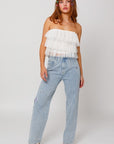Off Shoulder Layer Mesh Top