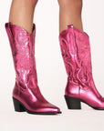 Raspberry Metallic Vegan Boots