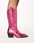 Raspberry Metallic Vegan Boots