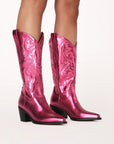 Raspberry Metallic Vegan Boots