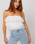 Off Shoulder Layer Mesh Top
