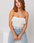 Off Shoulder Layer Mesh Top