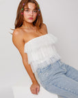 Off Shoulder Layer Mesh Top