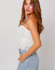 Off Shoulder Layer Mesh Top