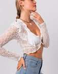 White Long Sleeve Lace Ruffle Top