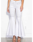 White Studded Flare Jeans