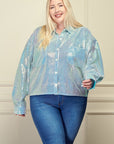 Light Blue Sequin Fringe Blouse