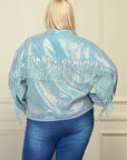 Light Blue Sequin Fringe Blouse