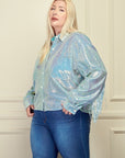 Light Blue Sequin Fringe Blouse
