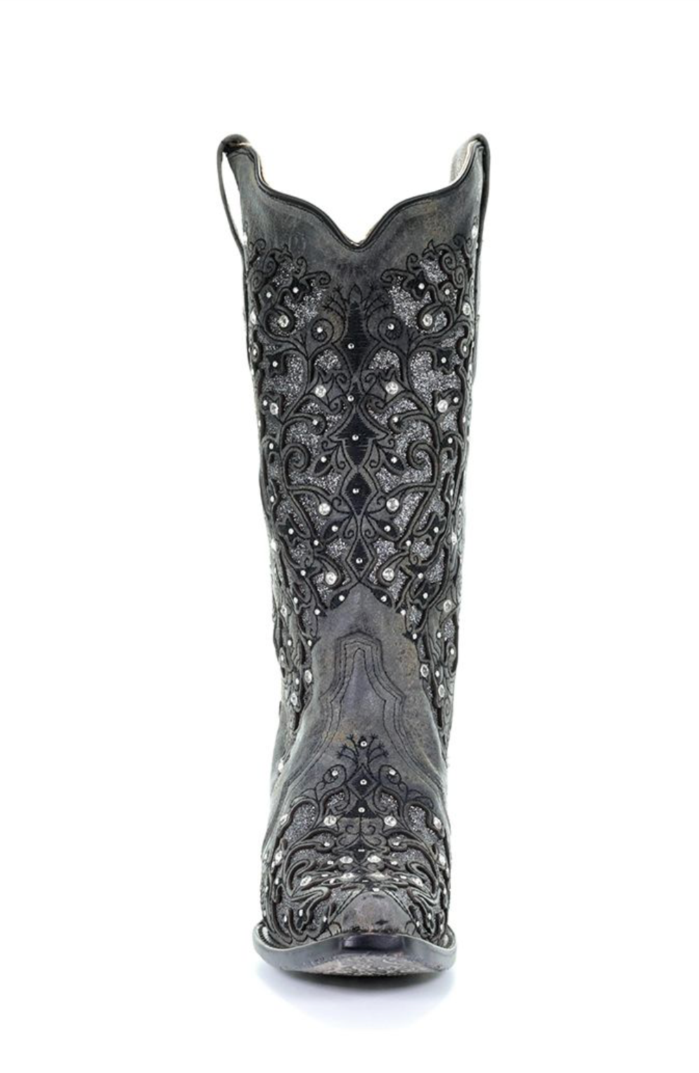 Ladies Grey Glitter Rhinestone Snip Toe Boots