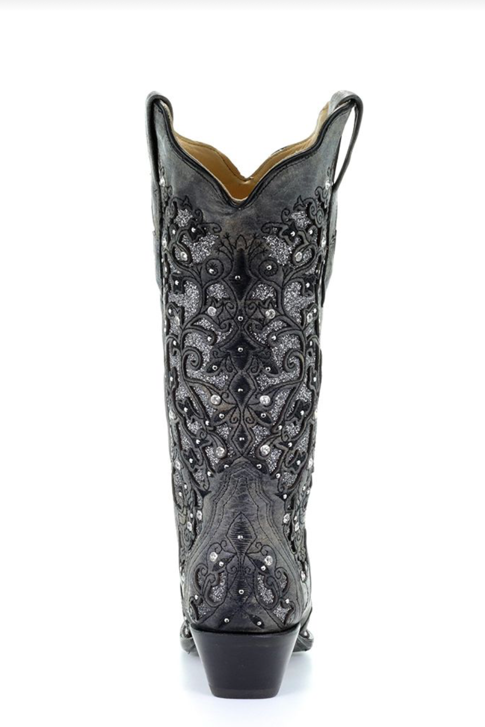 Ladies Grey Glitter Rhinestone Snip Toe Boots