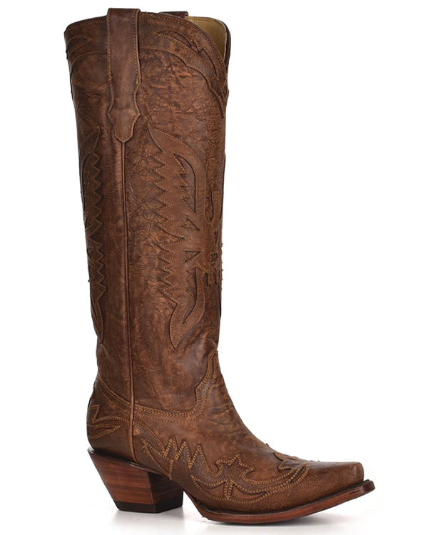 Ladies Brown Eagle Vintage Snip Toe Boots