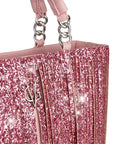 Pink Glitter Fringe Faux Leather Purse