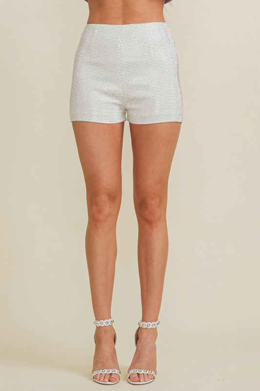 White Studded Shorts