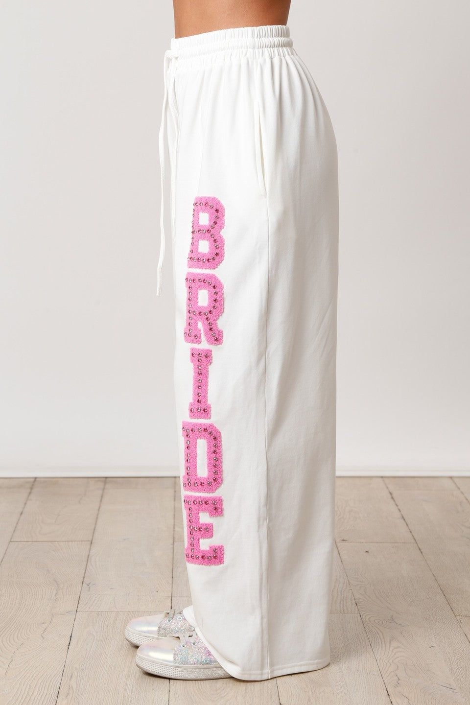 Bride Jeweled White Sweatpants