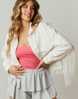 RS Bride Fringe White Denim Jacket