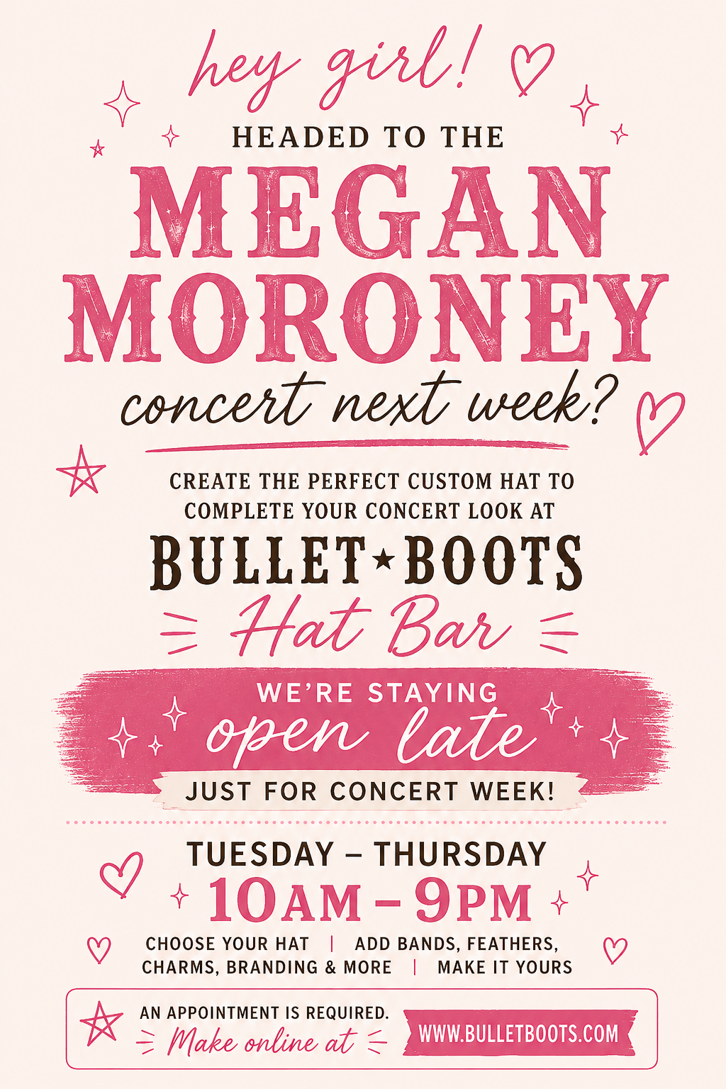 Hat Bar Appointment (Deposit) - Megan Moroney Concert Edition