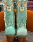 Turquoise Floral Rhinestone Boots