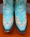 Turquoise Floral Rhinestone Boots