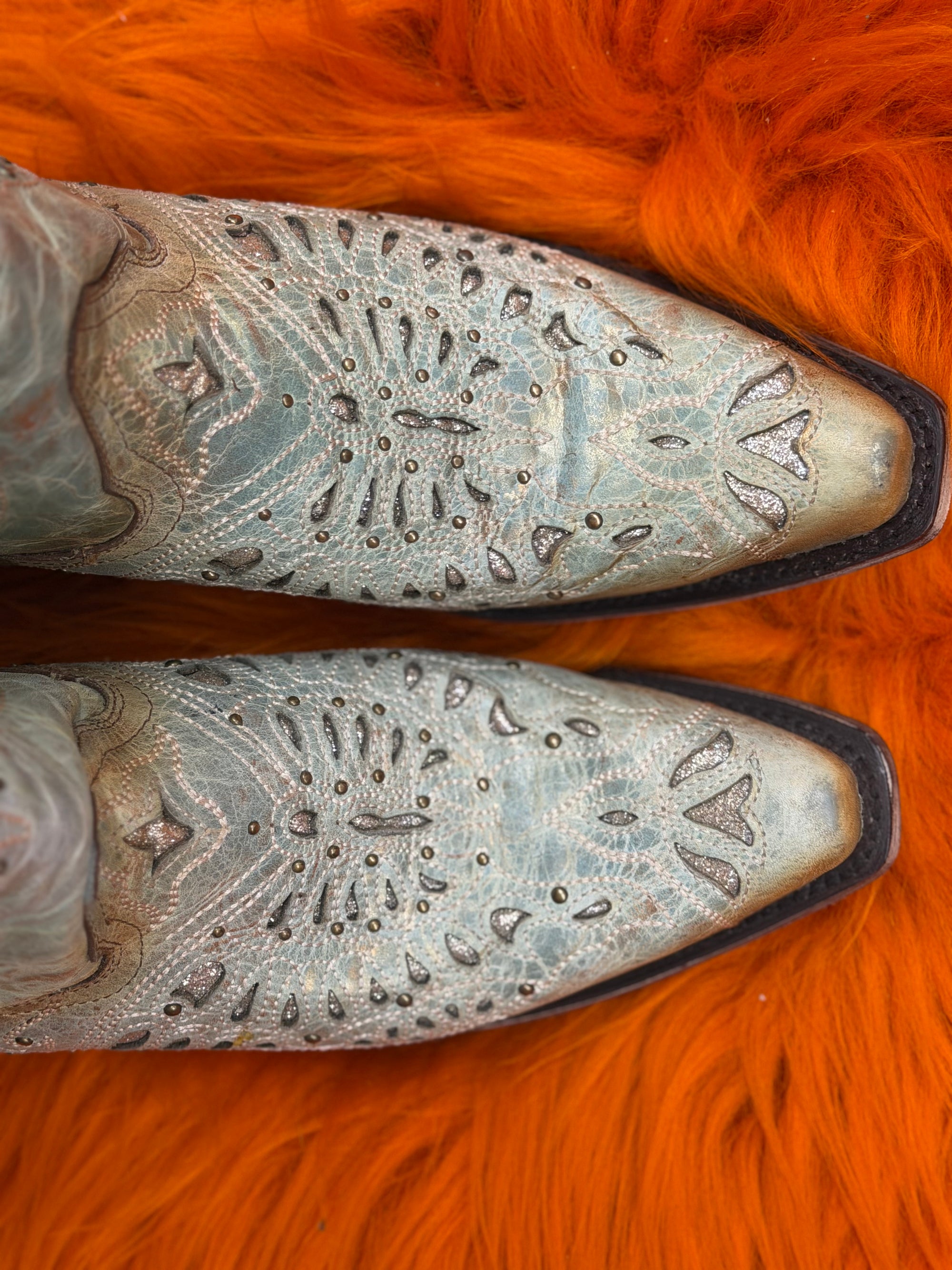 Mint Glitter Butterfly Boots