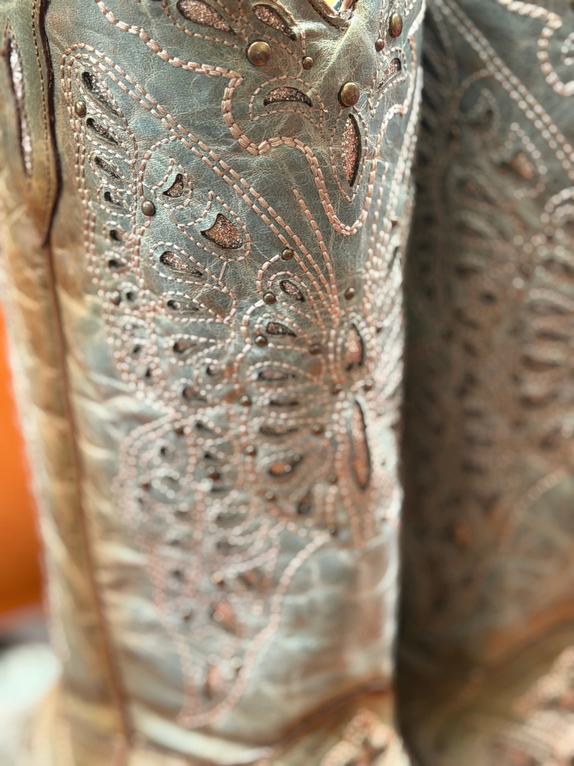 Mint Glitter Butterfly Boots
