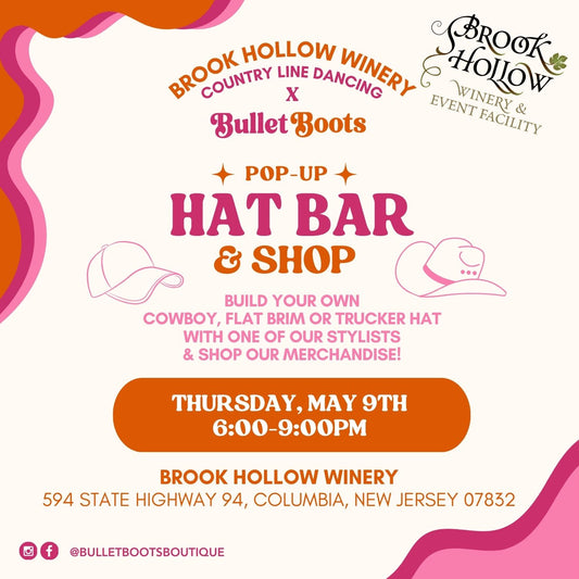 Custom Hat @ Brook Hollow Winery, May 9th: Advance Sign-up  (DEPOSIT ONLY)