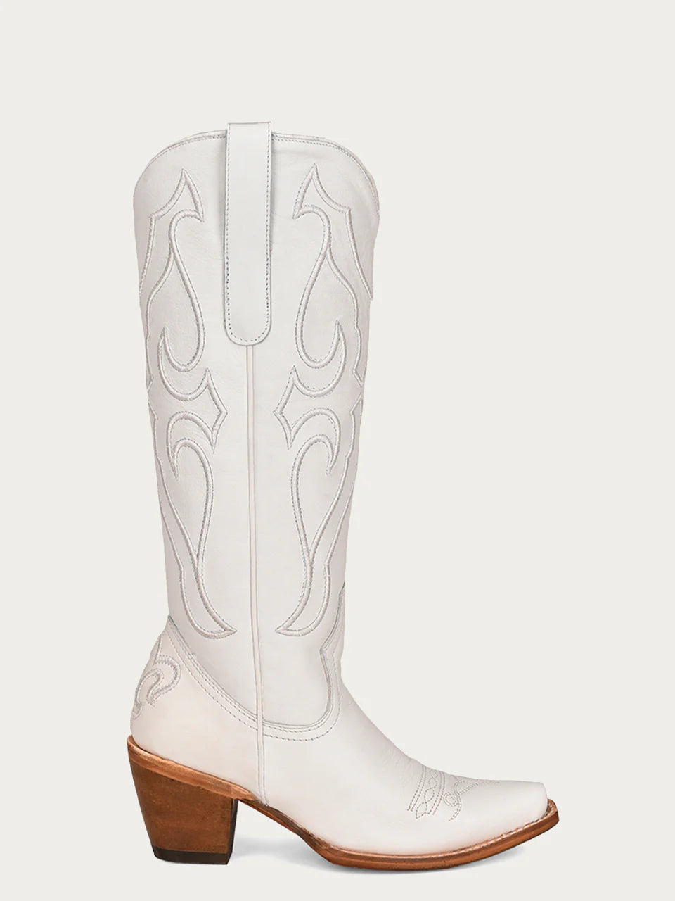 White Tall Leather Cowboy Boots
